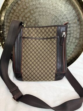 Celine Brown and Tan Monogram Crossbody Bag
